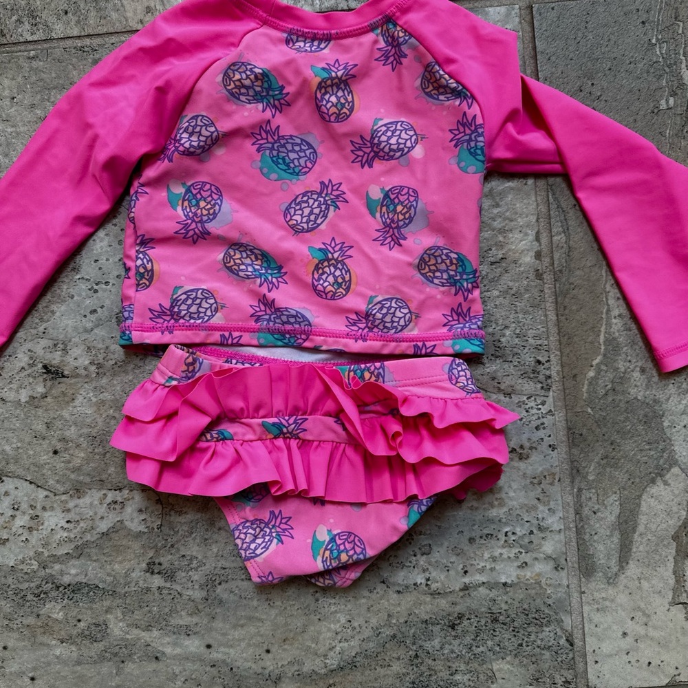 Pink Pineapple Rashguard with Ruffle Details - Picture 2 of 3